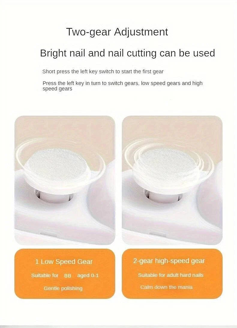 Electric nail clipper with two-speed adjustment for safe and effortless nail trimming