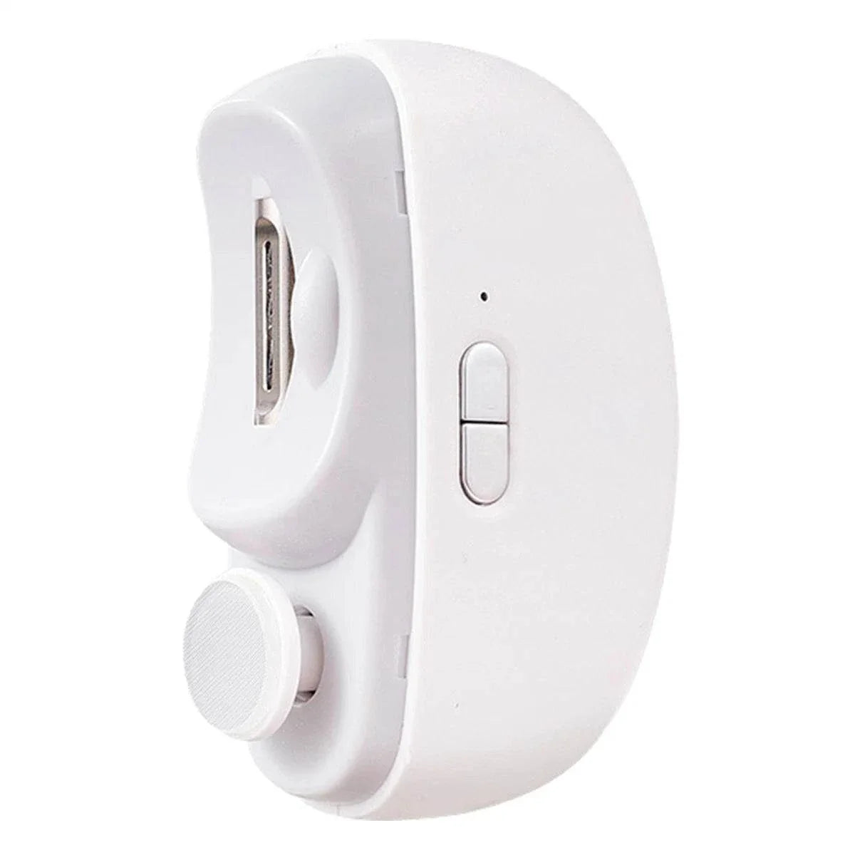 white electric nail clipper with ergonomic design and safety blade cover for effortless nail trimming