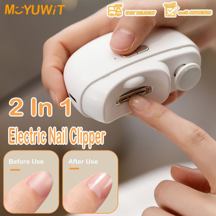 Electric nail clipper with ergonomic design and hidden blade for safe baby nail trimming